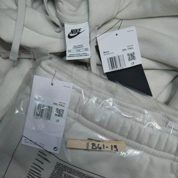 Nike Club Men's Fleece Sweatsuit 2 Pc Tracksuit Matching Bone Beige Tan NWT - Picture 13 of 14